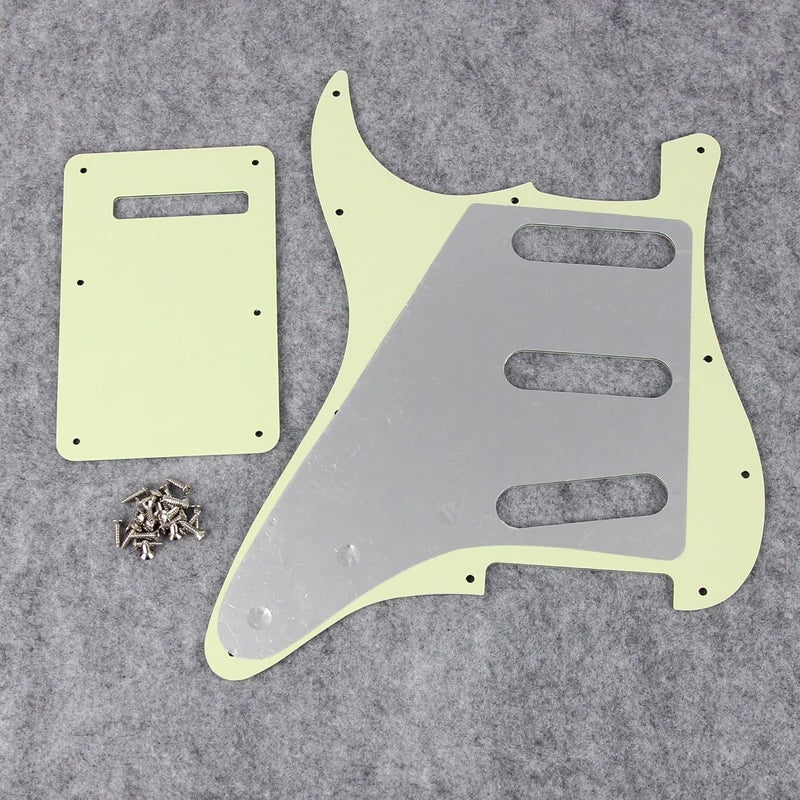 FLEOR SSS 11-Hole Electric Guitar Pickguard with Backplate and Pickguard Screws Set for ST Style Guitar Part,3Ply Mint Green - Image 4